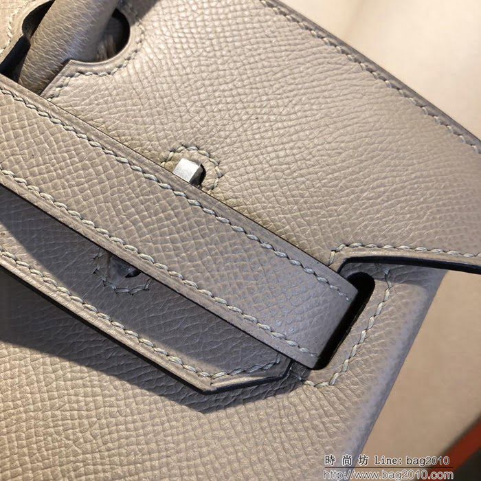 HERMES愛馬仕 鉑金包 Birkin 30cm Epsom S2 Trench 風衣灰 銀扣 頂級工藝 純手縫蠟線 時尚手提包  Ama1215